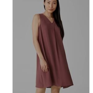 Eileen fisher nwt women's size XL fig silk georgette crepe pleated dress